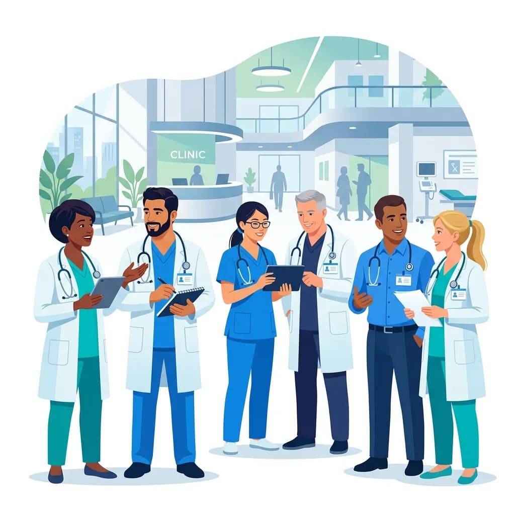 Physicians collaborating and networking